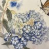 Картина акварельная "ФЛОКСЫ И БАБОЧКА" китайская живопись могуфа