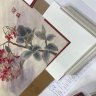 Картина акварельная "Гортензия и бабочка" китайская живопись гунби